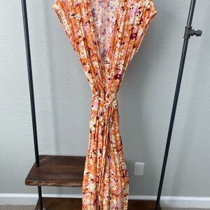 Floral Wrap Jumpsuit in Orange Multi